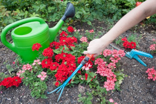 Gardening team preparing for work with protective gear