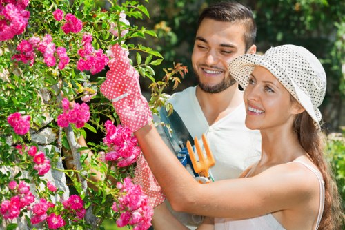 Professional clearing garden debris